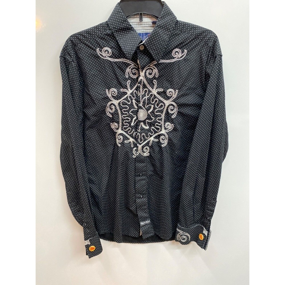 English Laundry Western Embroidered long sleeve shirt black white size Large